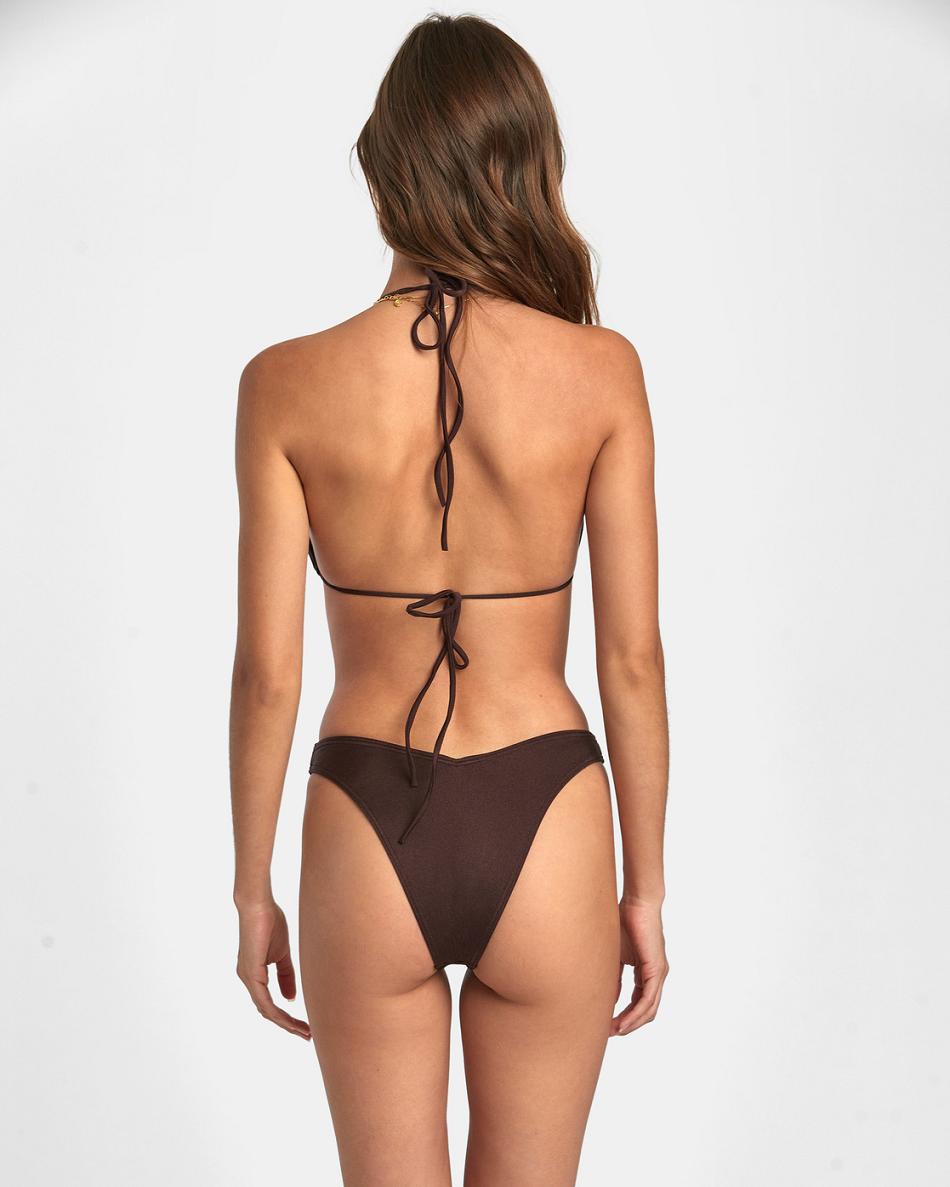 Java Rvca Solid Shimmer Triangle Women's Bikini Tops | GUSUC18393