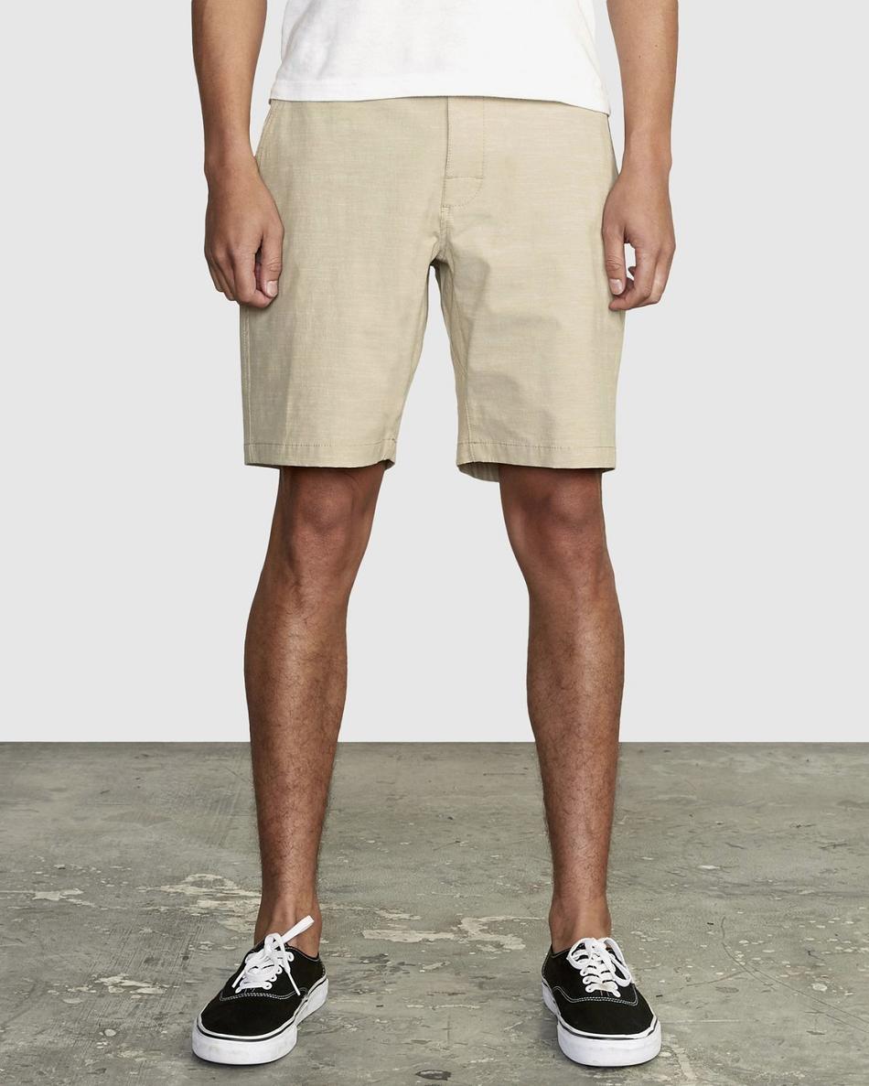 Khaki Rvca All Time Solid Coastal Hybrid 19 Men's Shorts | GUSEC56784