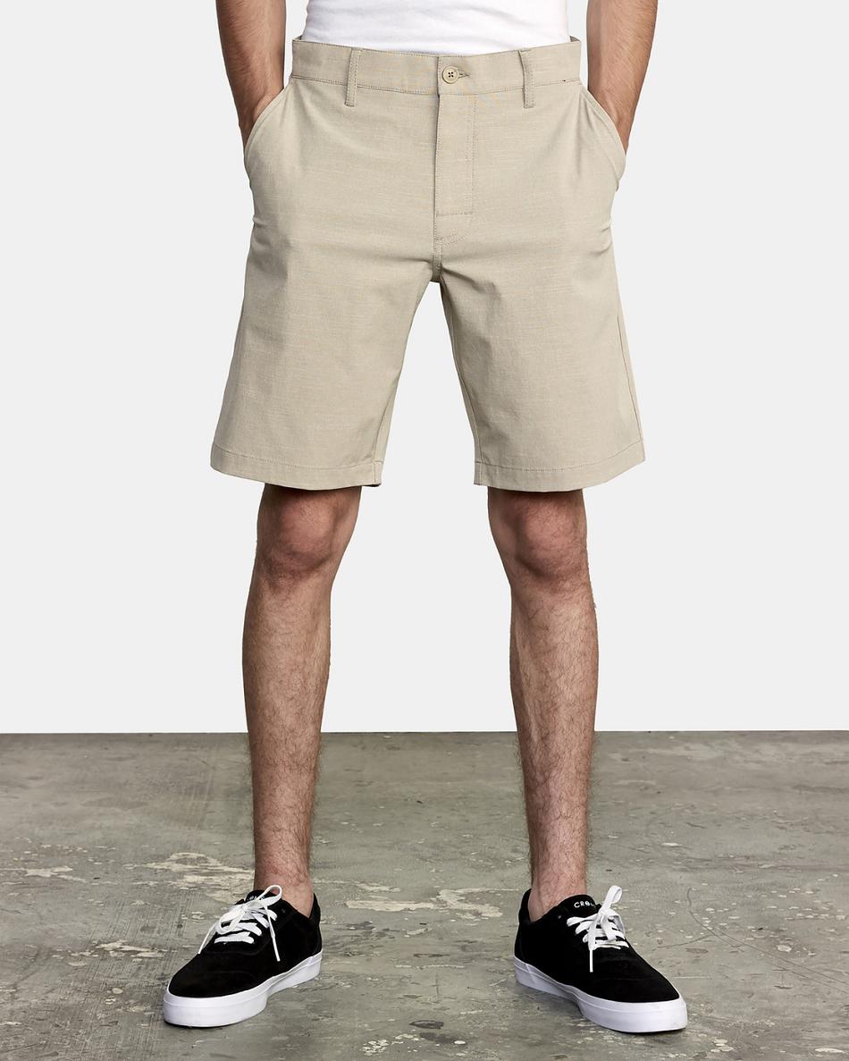 Khaki Rvca Balance Hybrid 20 Men's Shorts | USJKU47203