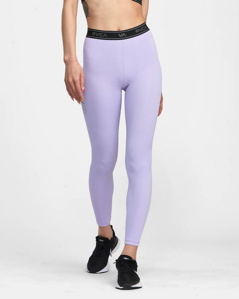 Lavender Rvca Base Workout Women\'s Leggings | USZPD67716
