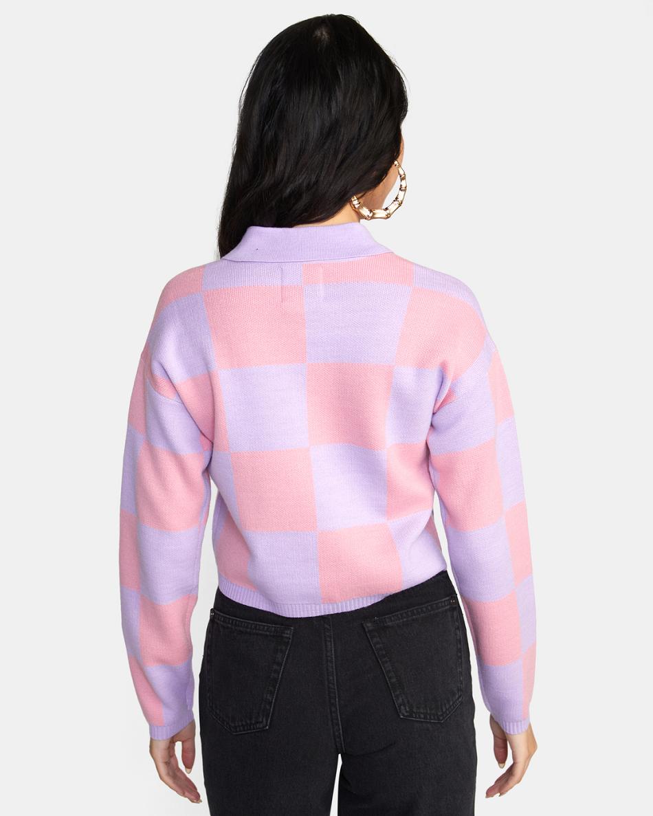 Lavender Rvca Brady Cardigan Women's Sweaters | GUSEC26510