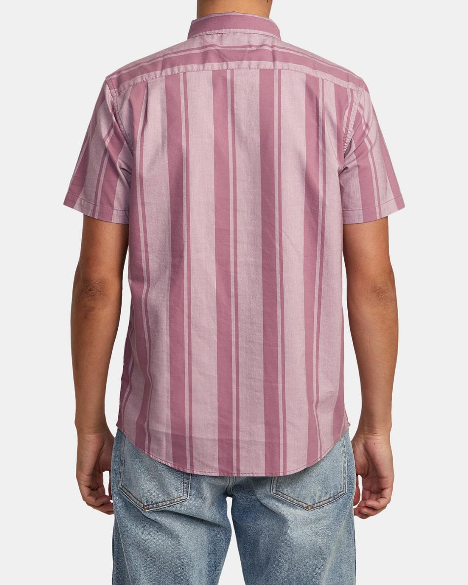 Lavender Rvca Do Stretch Stripe Short Sleeve Men's T shirt | USDYB78209