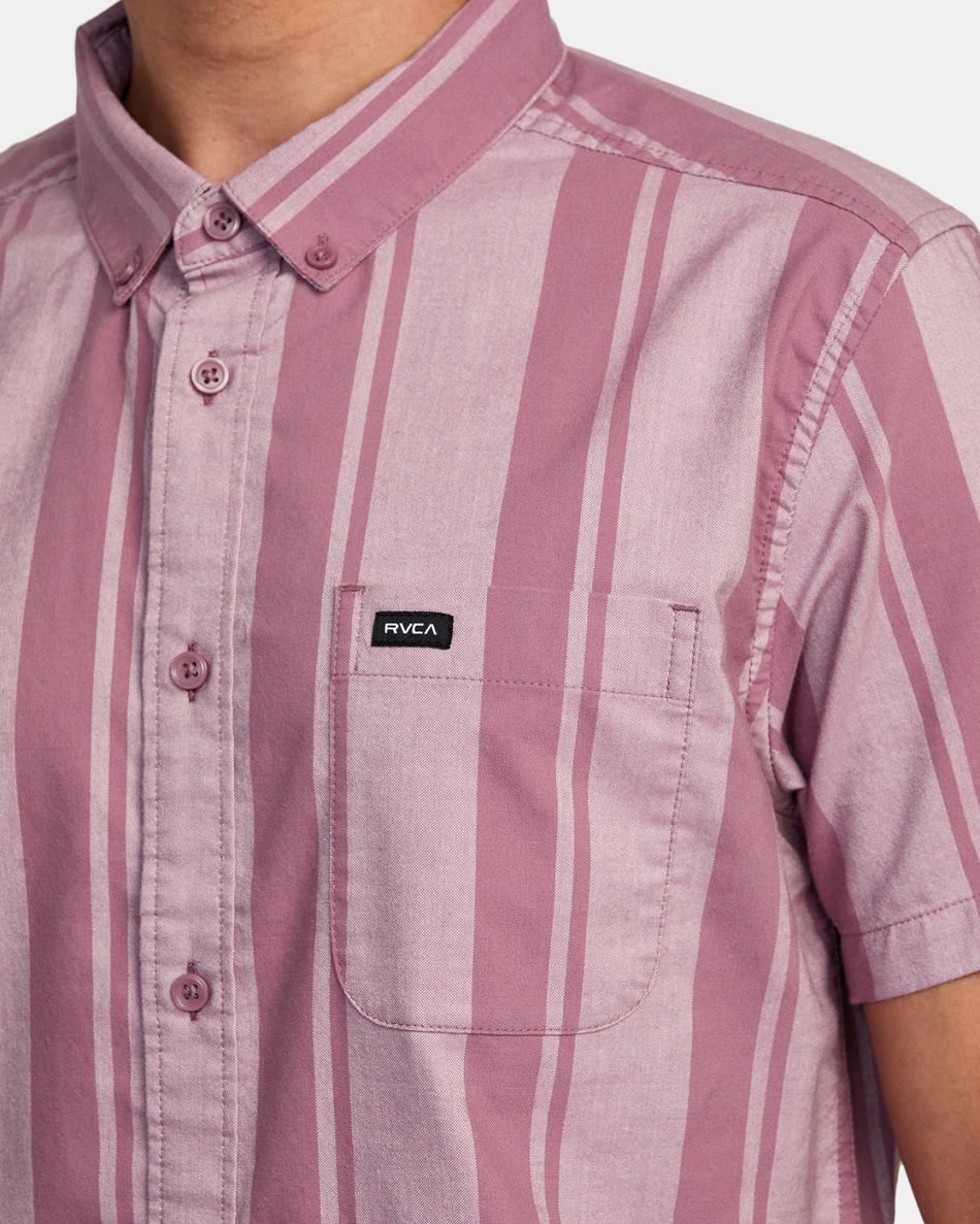 Lavender Rvca Do Stretch Stripe Short Sleeve Men's T shirt | USDYB78209