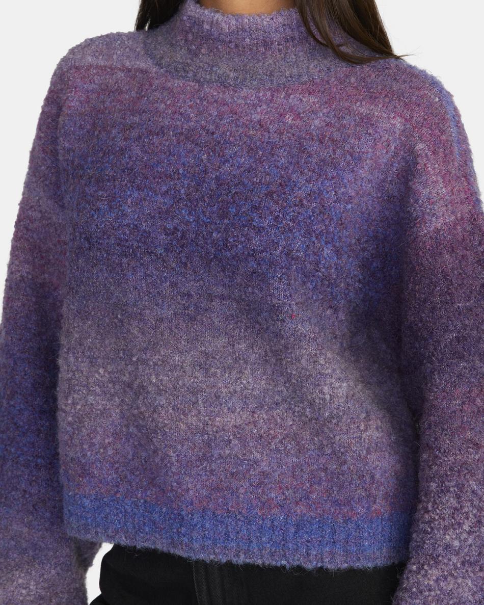 Lavender Rvca Dream Cycle Turtleneck Women's Sweaters | USICD96748