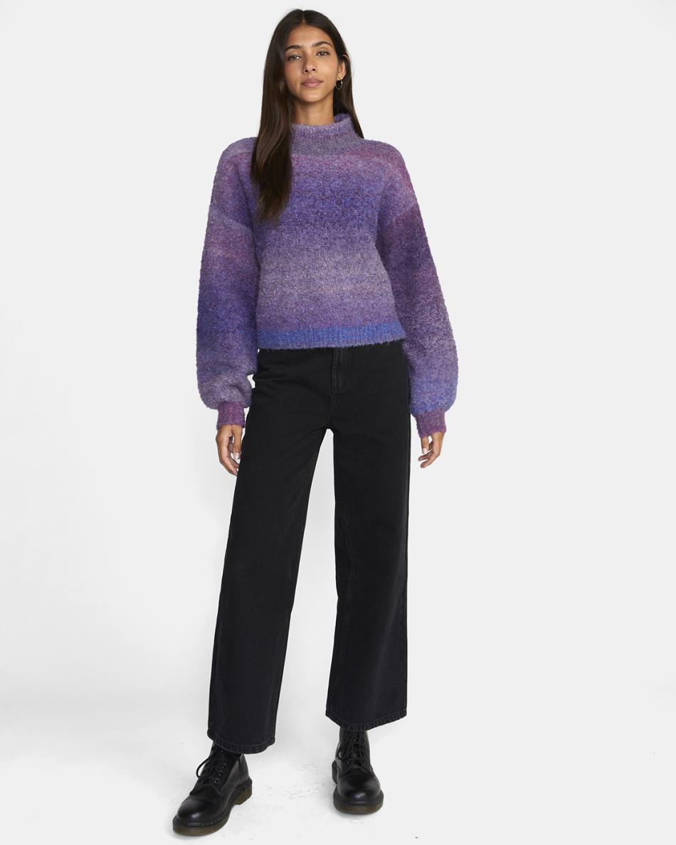 Lavender Rvca Dream Cycle Turtleneck Women's Sweaters | USICD96748