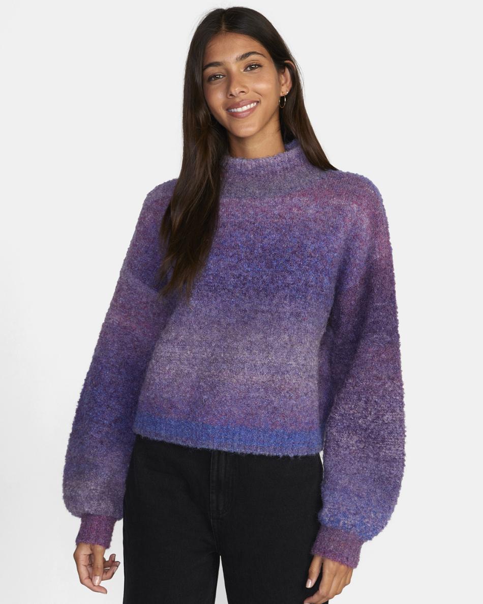 Lavender Rvca Dream Cycle Turtleneck Women\'s Sweaters | USICD96748