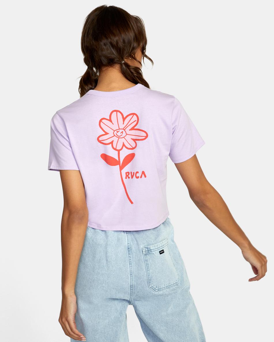 Lavender Rvca Happy Daisy Pocket Women's T shirt | SUSNY76401