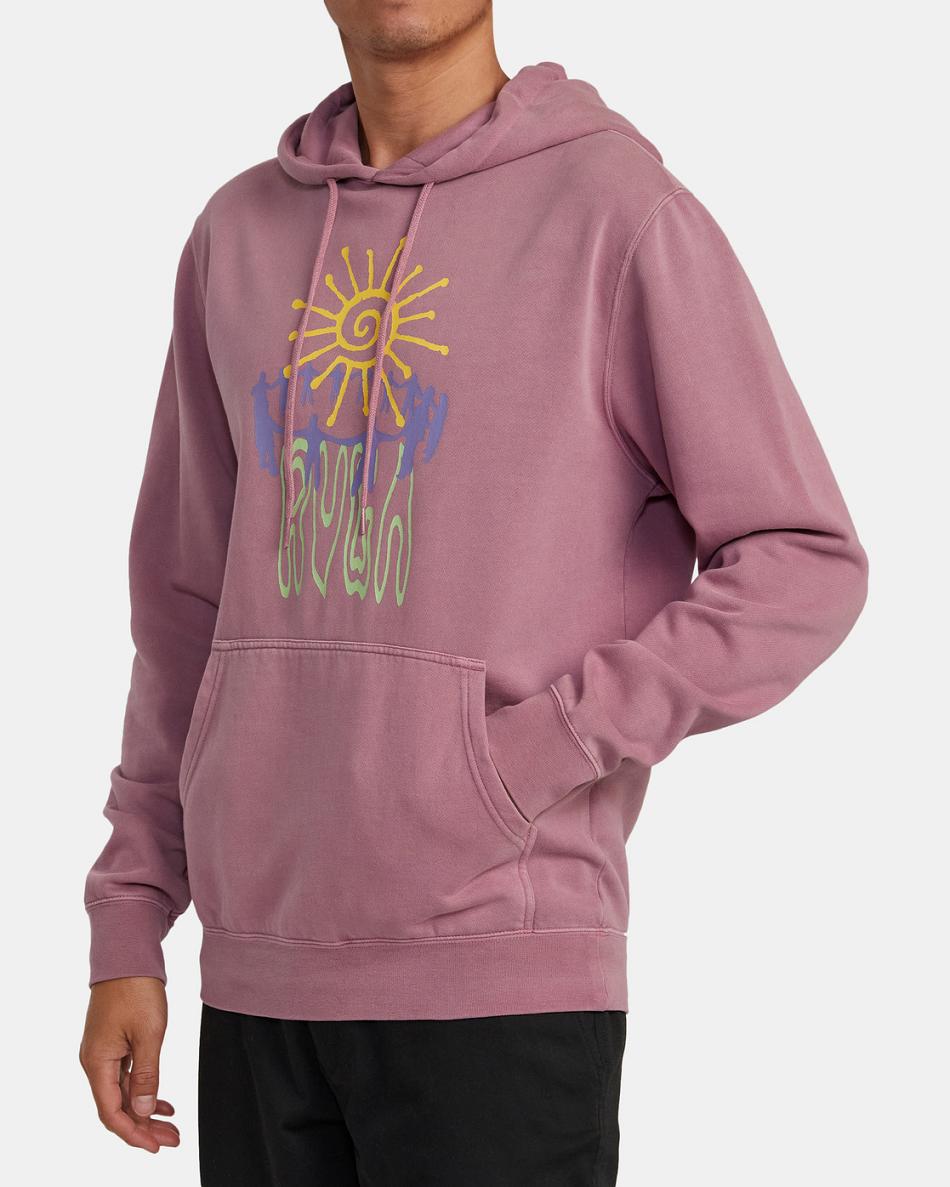 Lavender Rvca Sun Worship Men's Hoodie | PUSQX87578