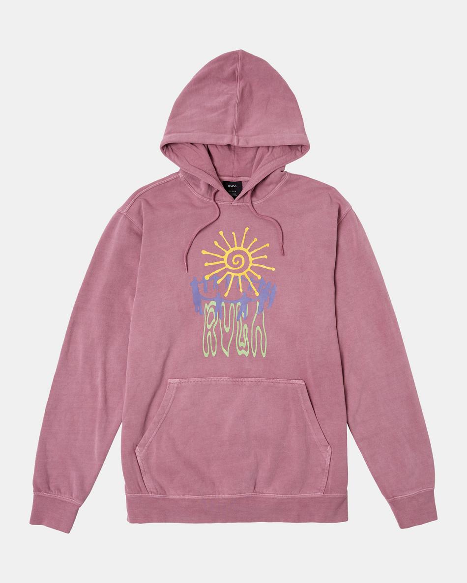 Lavender Rvca Sun Worship Men\'s Hoodie | PUSQX87578