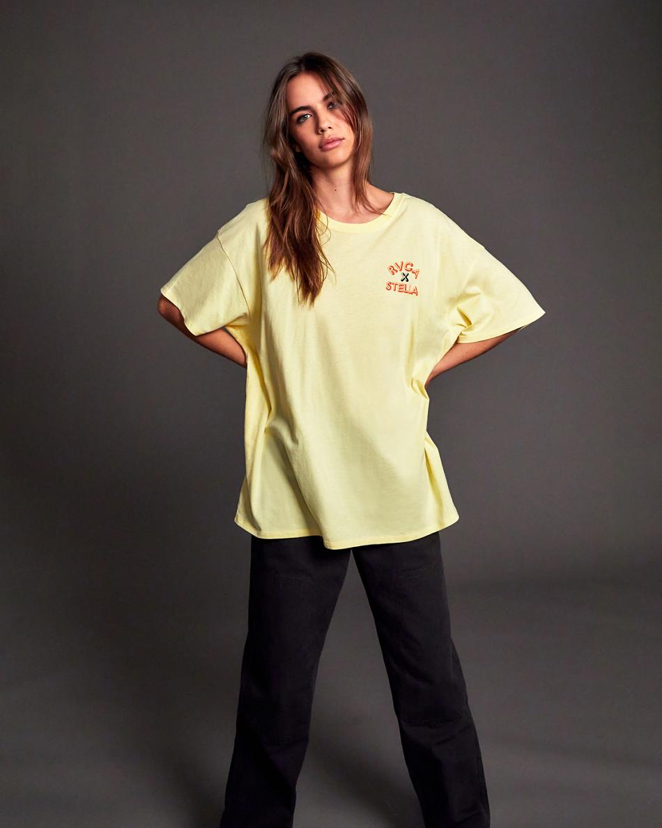 Lemon Meringue Rvca Cherub Boy Graphic Women's T shirt | USCIF50522