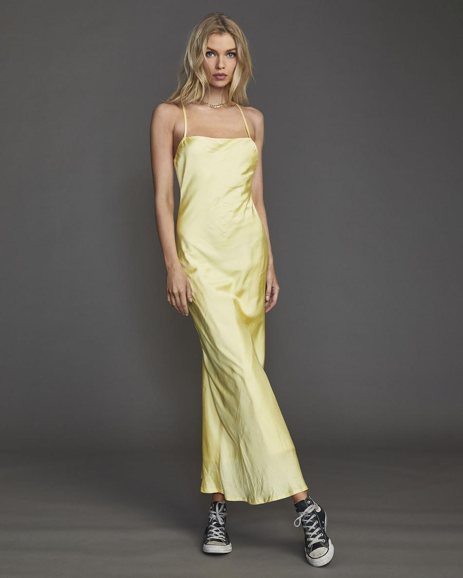 Lemon Meringue Rvca Ninety Maxi Women's Dress | USICD24290
