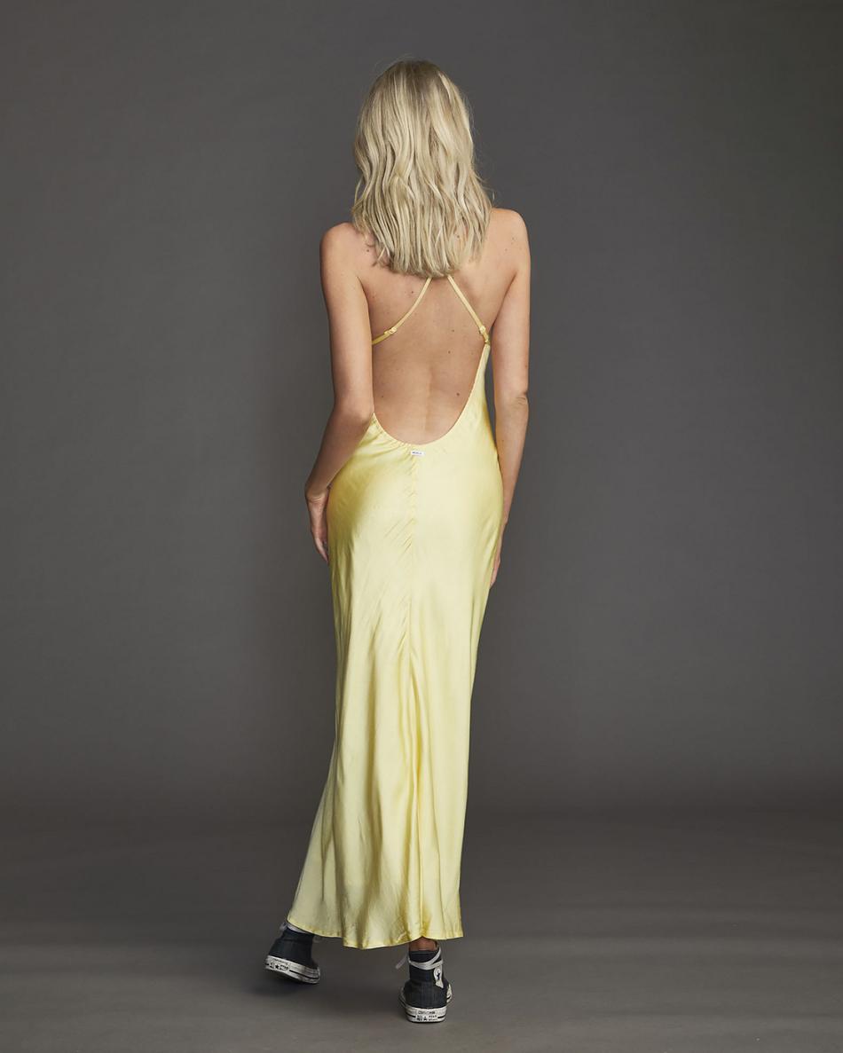 Lemon Meringue Rvca Ninety Maxi Women's Dress | USICD24290