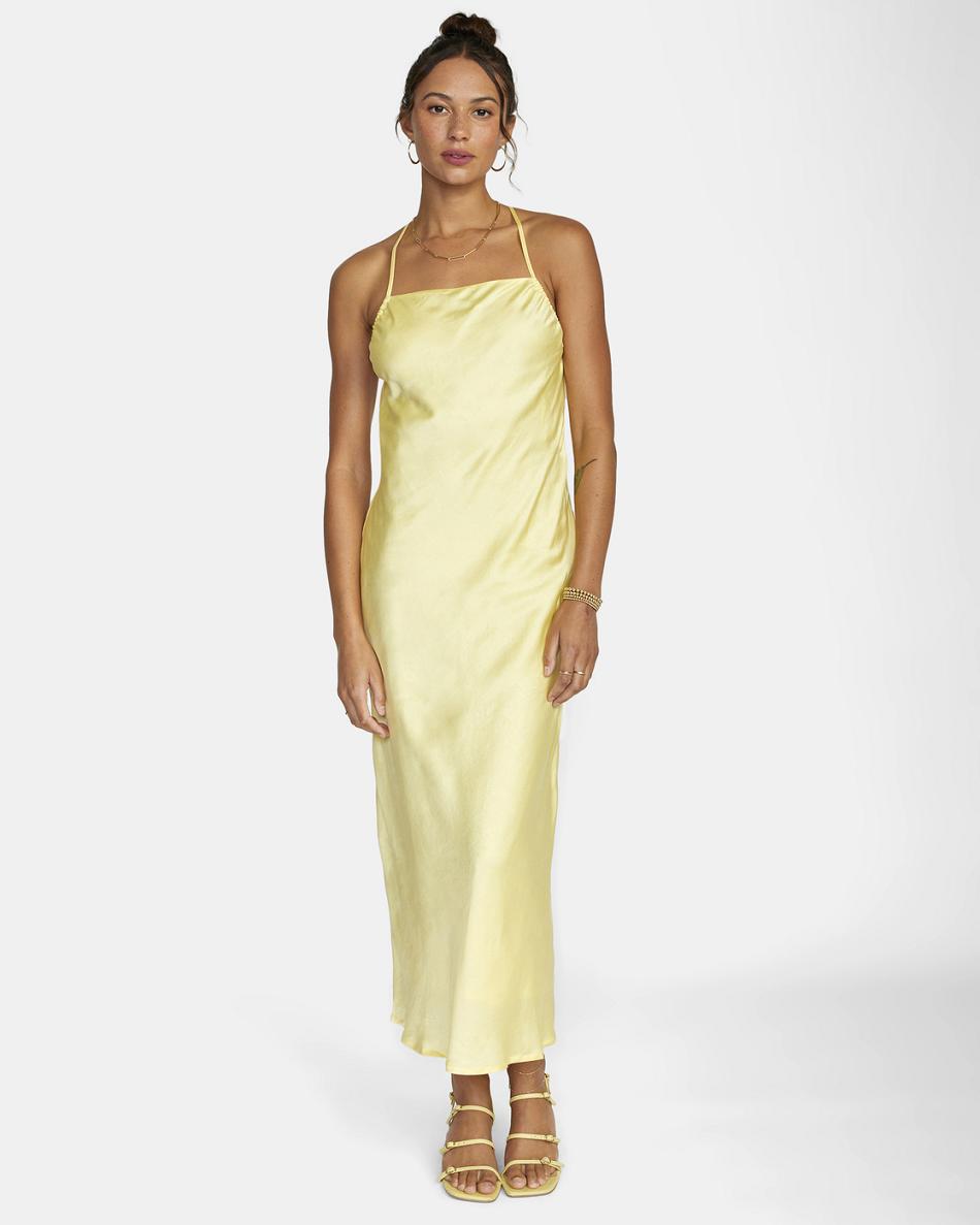 Lemon Meringue Rvca Ninety Maxi Women's Dress | USICD24290