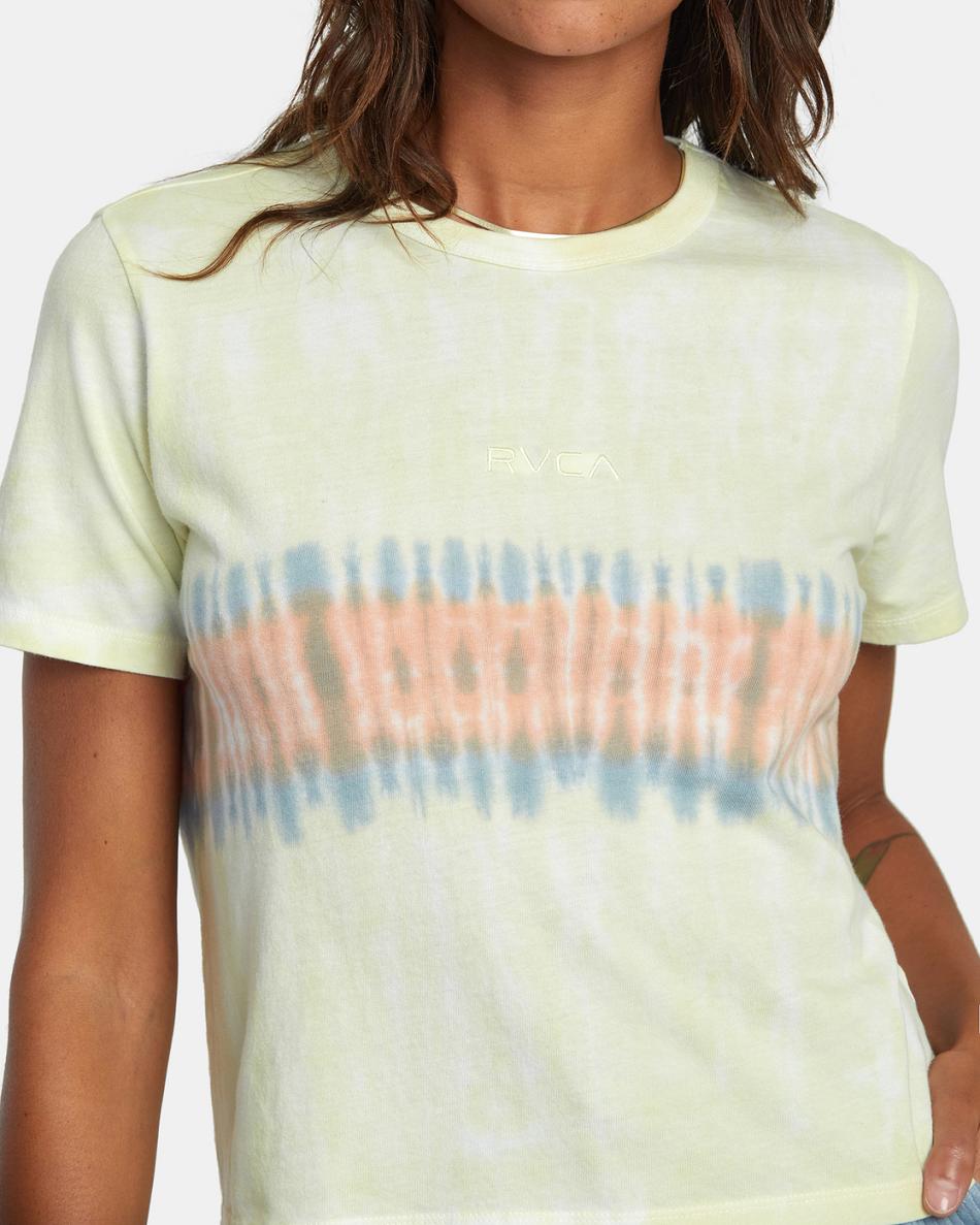 Lemon Rvca Big Tie Dye Stripe Women's T shirt | TUSPQ14610