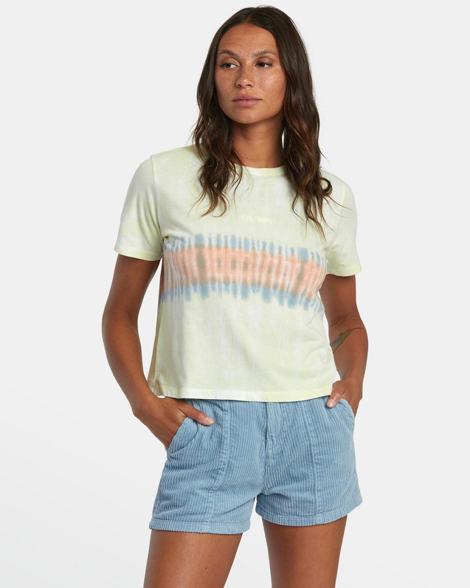Lemon Rvca Big Tie Dye Stripe Women\'s T shirt | TUSPQ14610