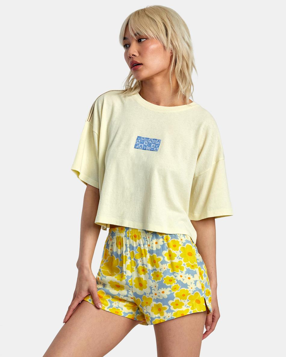 Lemon Rvca Good Times Boyfriend Crop Women's T shirt | USJZR65509
