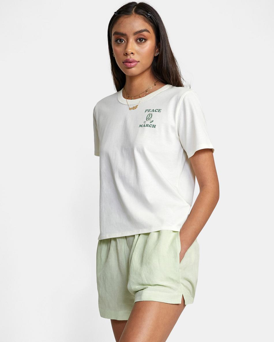 Light Green Rvca Linen Sawyer Elastic Waist Women's Skirts | AUSDF26601