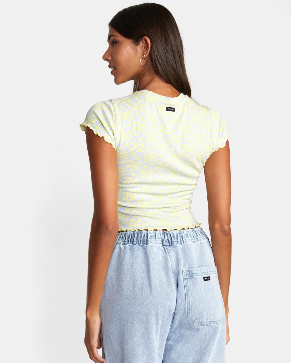 Lime Yellow Rvca Classmate Crop Women's T shirt | USZDE68211