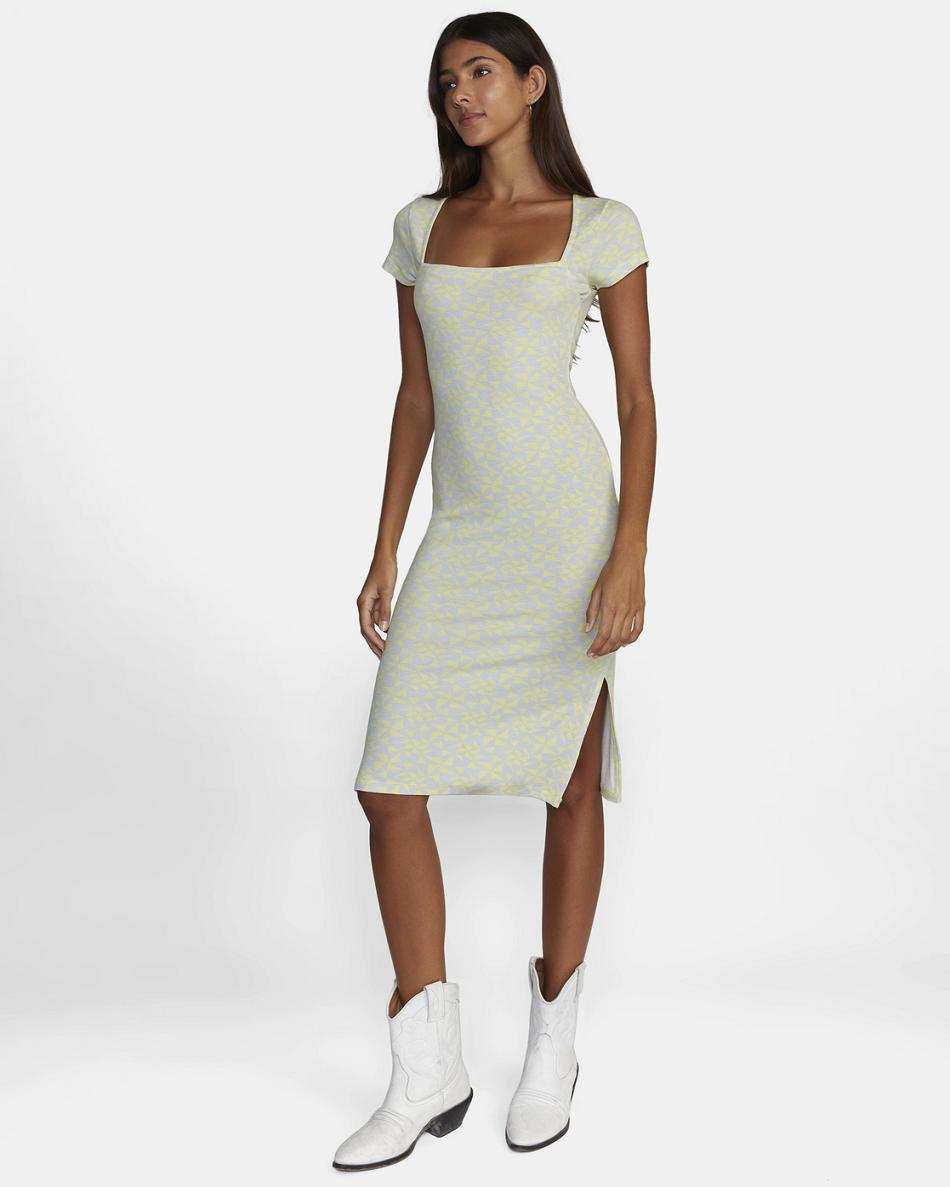 Lime Yellow Rvca Partition Women's Dress | GUSEC46715