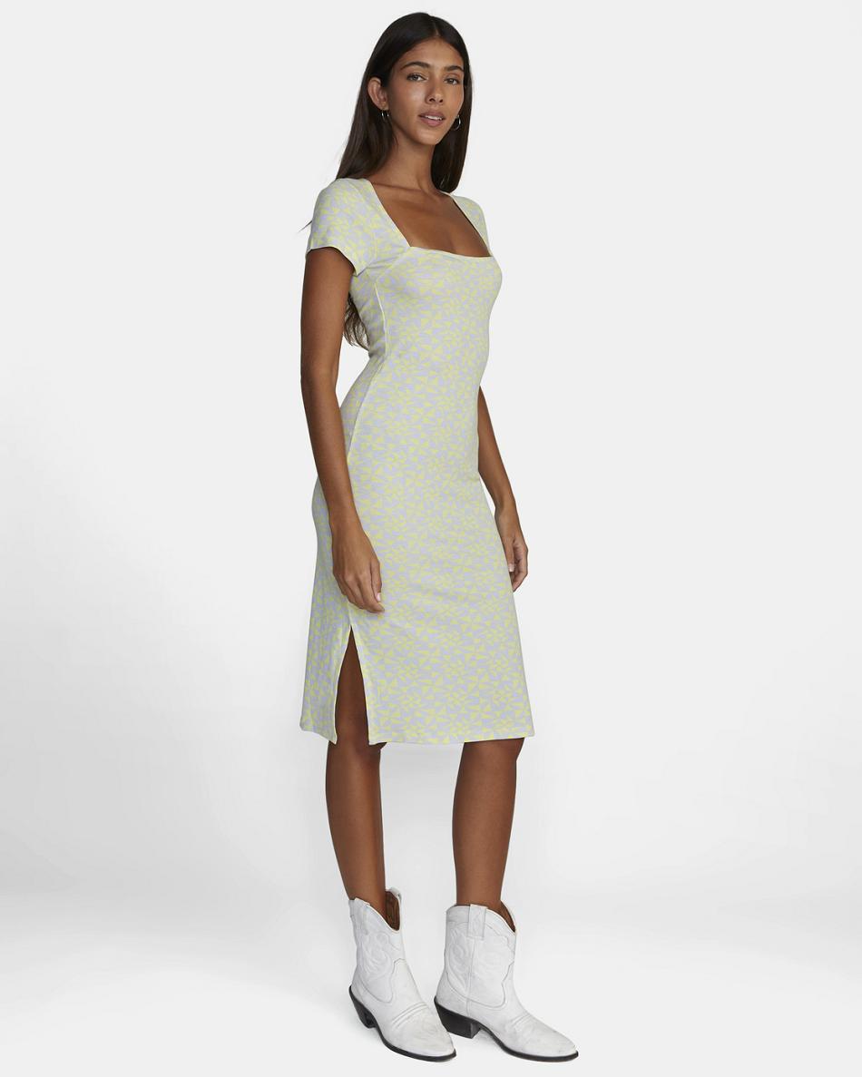 Lime Yellow Rvca Partition Women's Dress | GUSEC46715