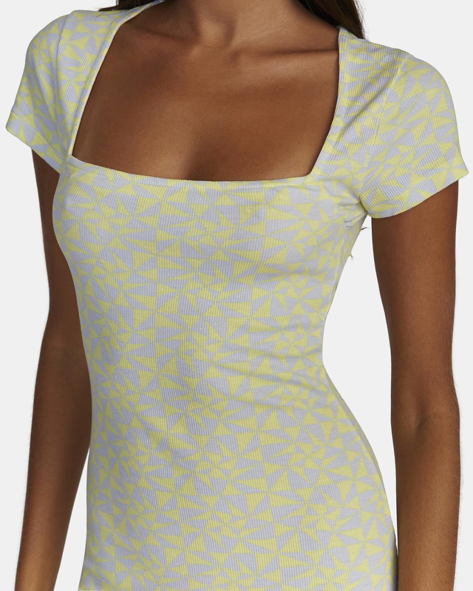 Lime Yellow Rvca Partition Women's Dress | GUSEC46715