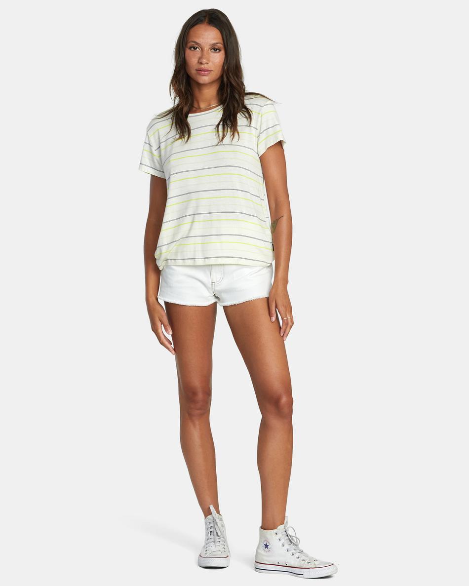 Limeade Rvca Recess 3 Crewneck Women's T shirt | USEAH38629