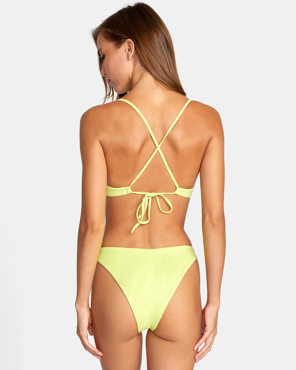 Limeade Rvca Solid Crossback Women's Bikini Tops | LUSSX20435