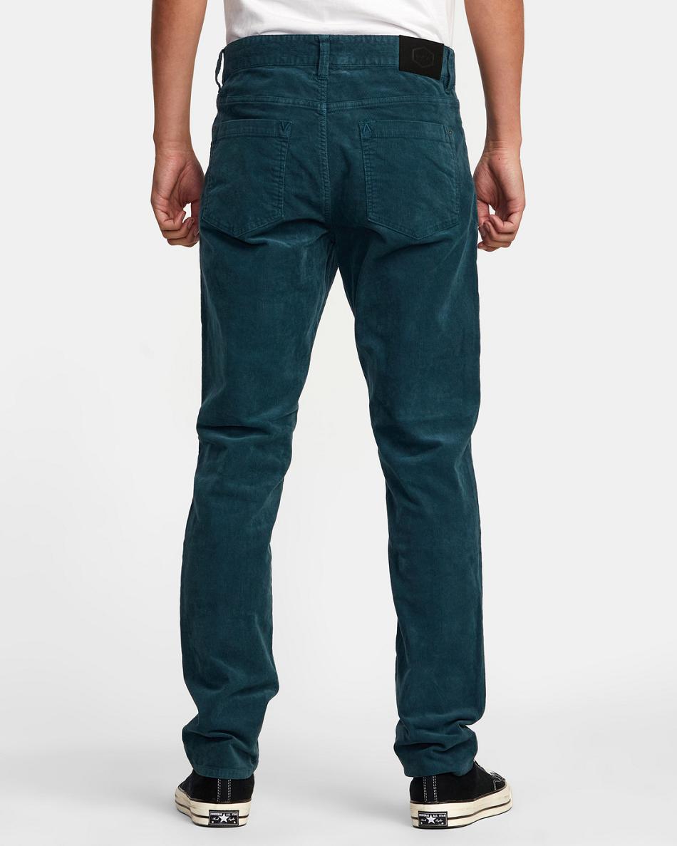 Mallard Blue Rvca Daggers Pigment Corduroy Men's Pants | ZUSNQ95479