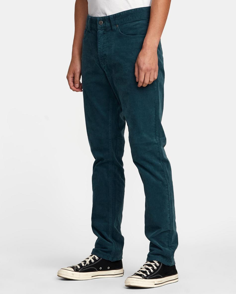 Mallard Blue Rvca Daggers Pigment Corduroy Men's Pants | ZUSNQ95479