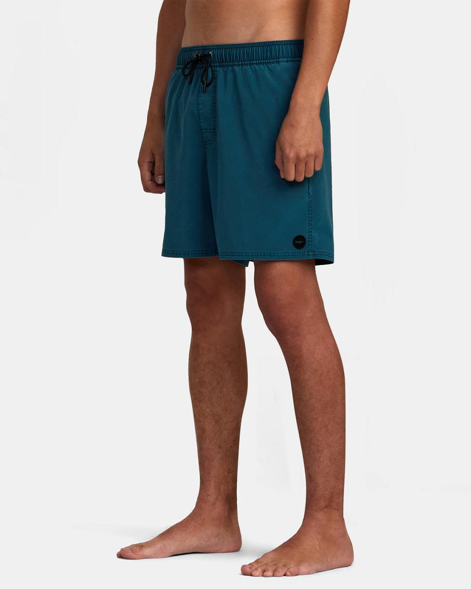 Mallard Blue Rvca Pigment Elastic 17 Men's Shorts | USDFL47727
