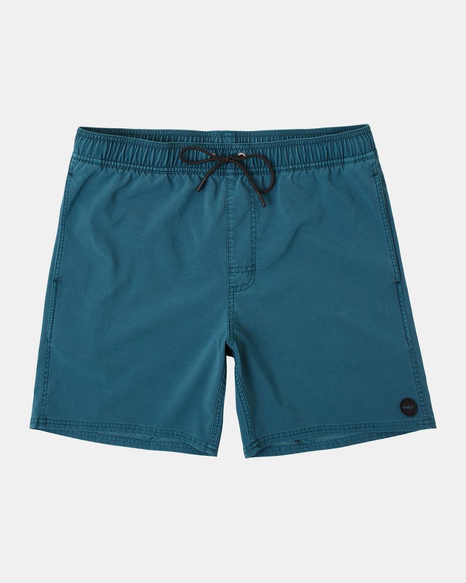 Mallard Blue Rvca Pigment Elastic 17 Men\'s Shorts | USDFL47727