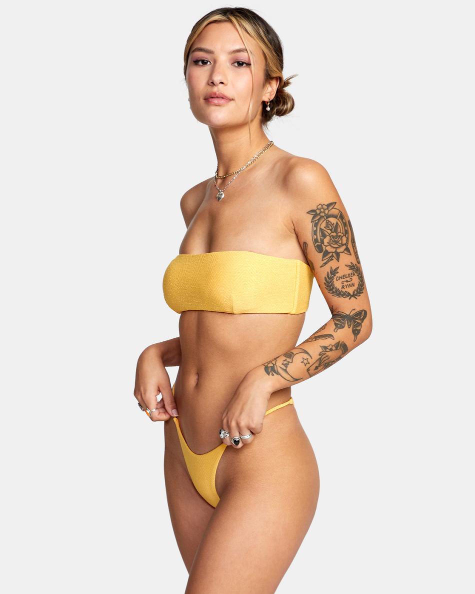 Marigold Rvca Brightside Bandeau Women's Bikini Tops | USEGJ84597