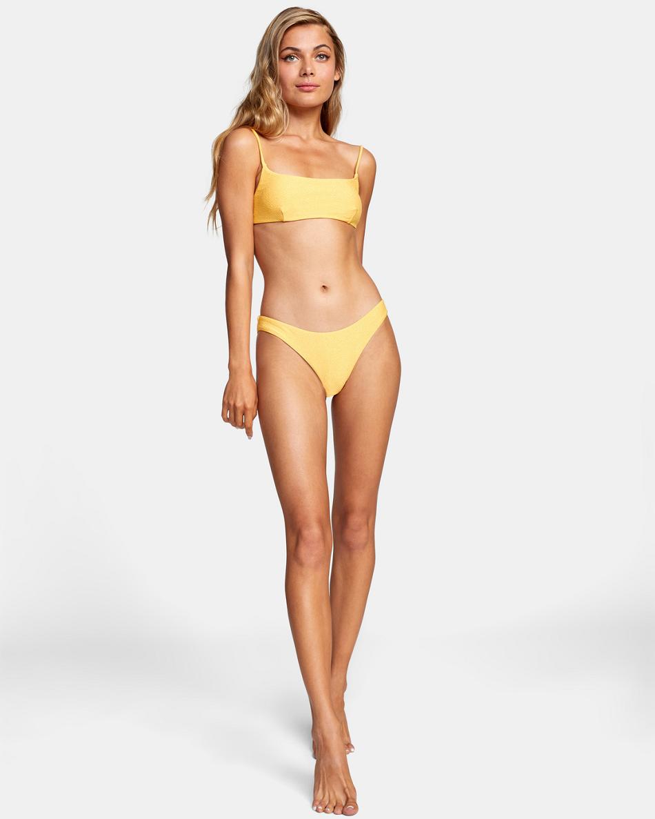 Marigold Rvca Brightside Cheeky Women's Bikini Bottoms | MUSHR67024