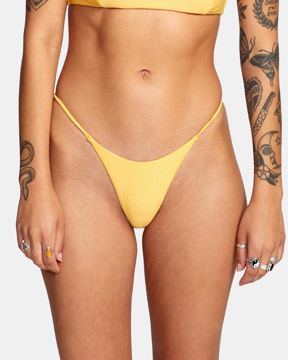 Marigold Rvca Brightside Skimpy French Women's Bikini Bottoms | USQCS29091