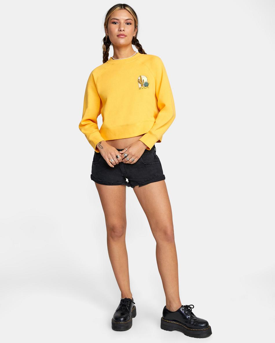 Marigold Rvca Oasis Crewneck Sweatshirt Women's Loungewear | USDYB37786