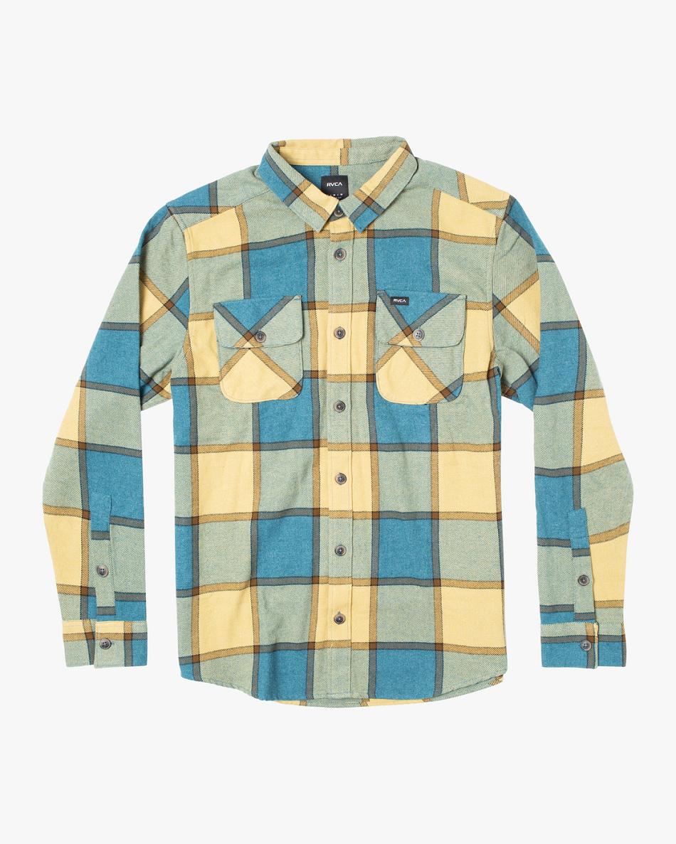 Marsh Rvca Work Flannel Long Sleeve Men\'s T shirt | PUSQX71644
