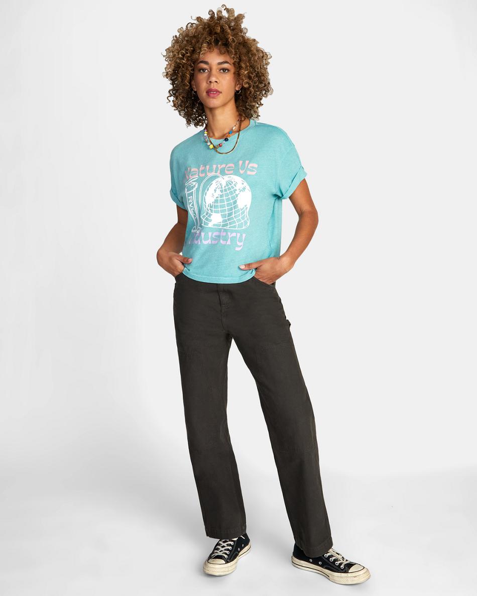 Meadowbrook Rvca Inflation Roll It Women's T shirt | USDYB91211