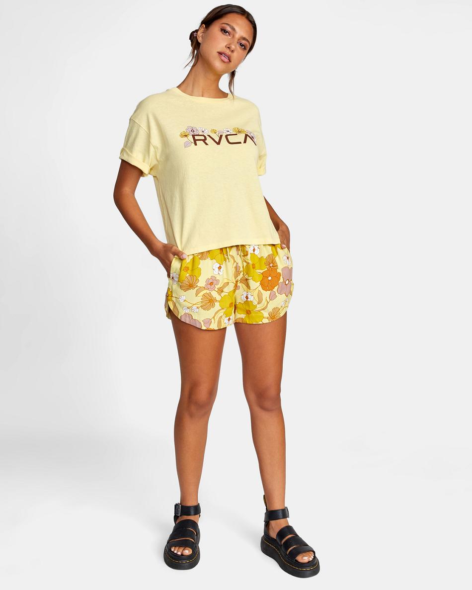 Mellow Yellow Rvca Retro Floral Graphic Women's T shirt | PUSER95418