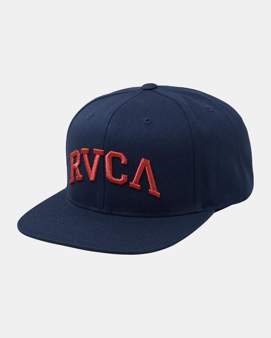 Moody Blue Rvca Arched Snapback Men\'s Hats | USXMI42803