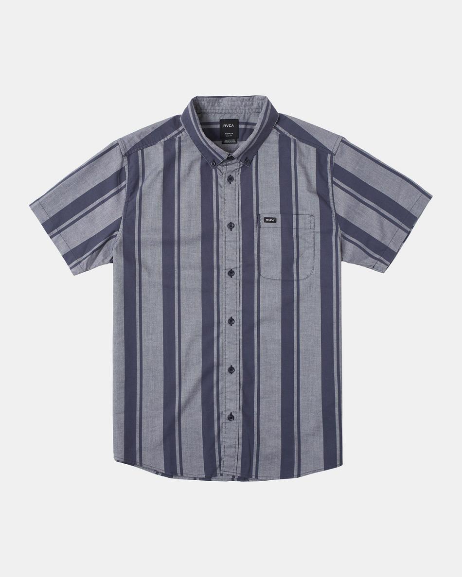 Moody Blue Rvca Do Stretch Stripe Short Sleeve Men\'s T shirt | BUSSD88221