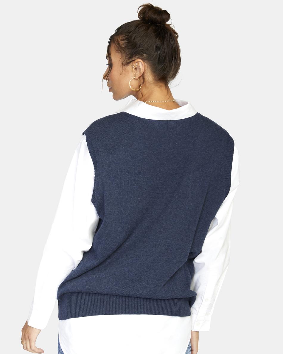 Moody Blue Rvca Hometown Vest Women's Sweaters | USJVR58636