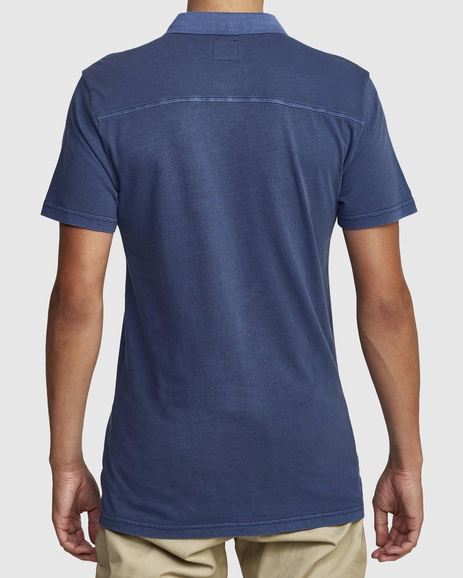 Moody Blue Rvca PTC Pigment Polo Men's T shirt | FUSHY74598
