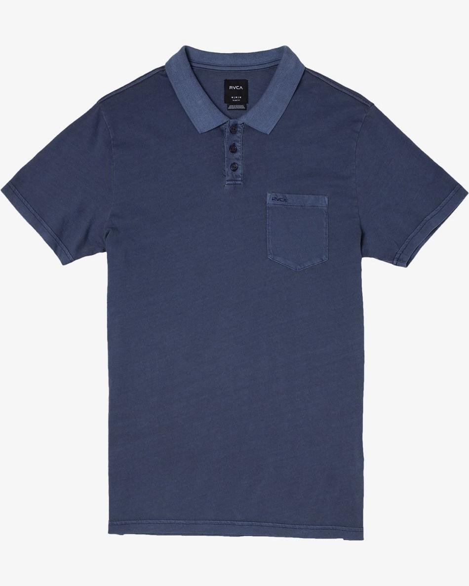 Moody Blue Rvca PTC Pigment Polo Men\'s T shirt | FUSHY74598