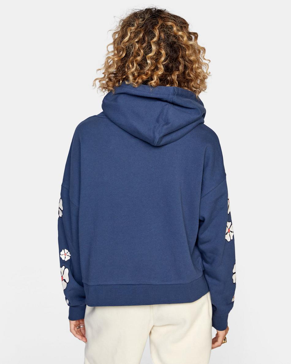 Moody Blue Rvca Soft At Heart Women's Hoodie | USNZX95221