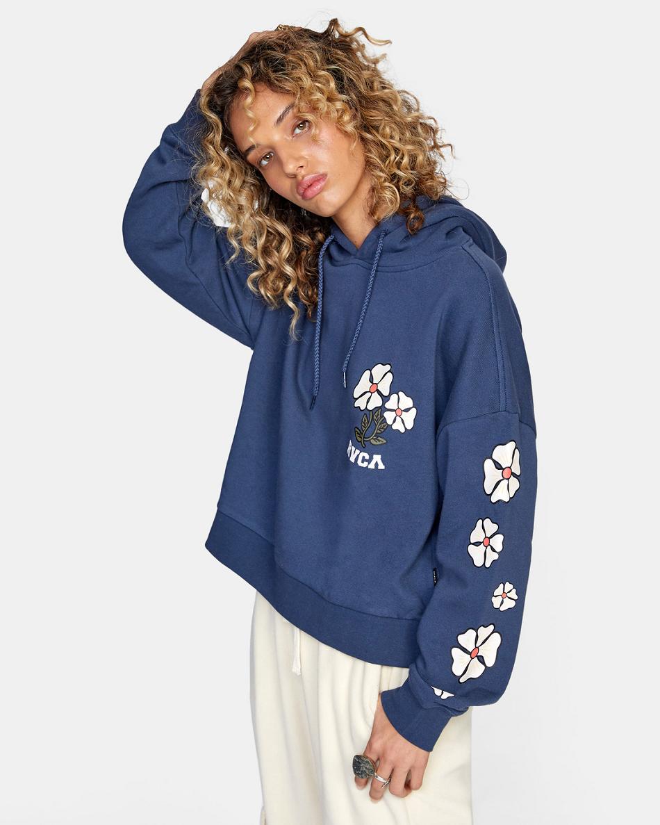 Moody Blue Rvca Soft At Heart Women's Hoodie | USNZX95221