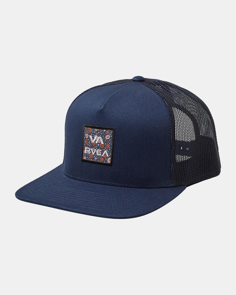 Moody Blue Rvca VA All The Way Print Trucker Men\'s Hats | USCVG68450