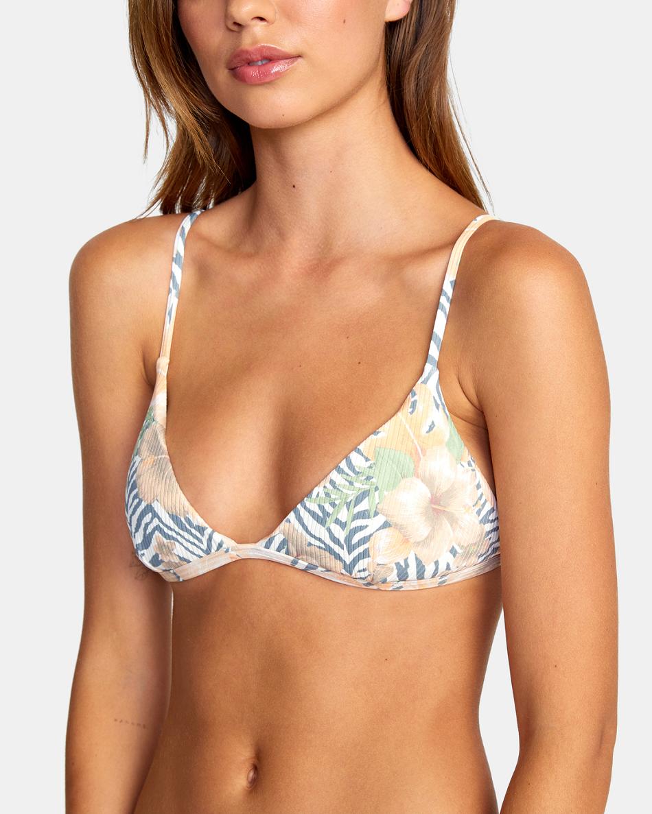 Multi Rvca Bazaar Fixed Triangle Women's Bikini Tops | ZUSNQ97052