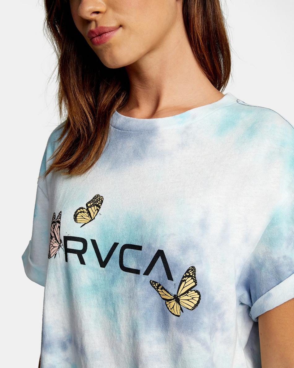 Multi Rvca Butterfly Crop Women's T shirt | DUSKV64857