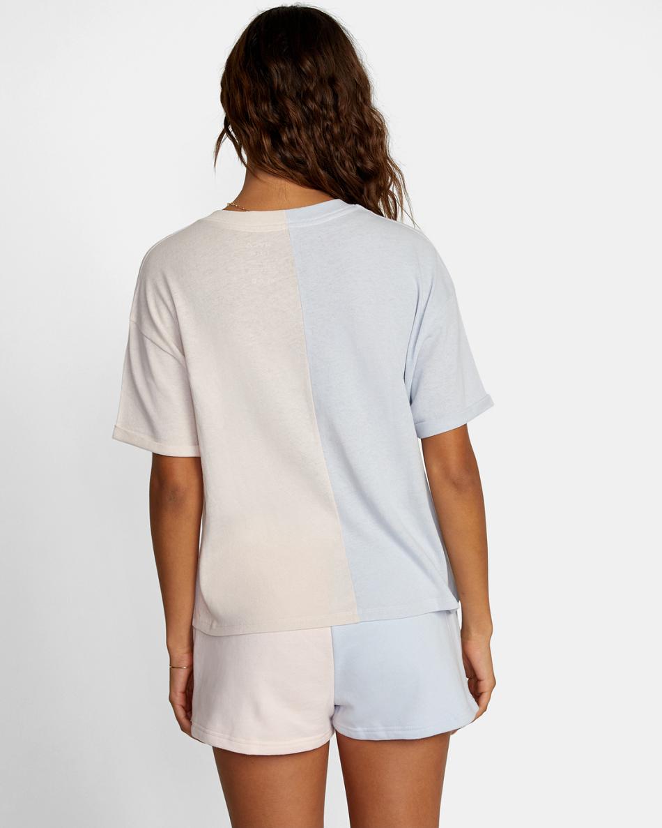Multi Rvca Color Block Women's T shirt | USXMI85689