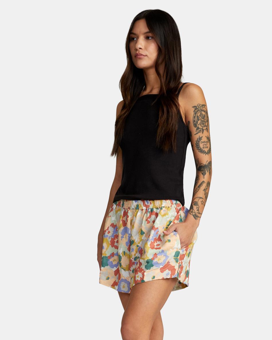 Multi Rvca Linen Sawyer Elastic Waist Women's Skirts | USXBR91526